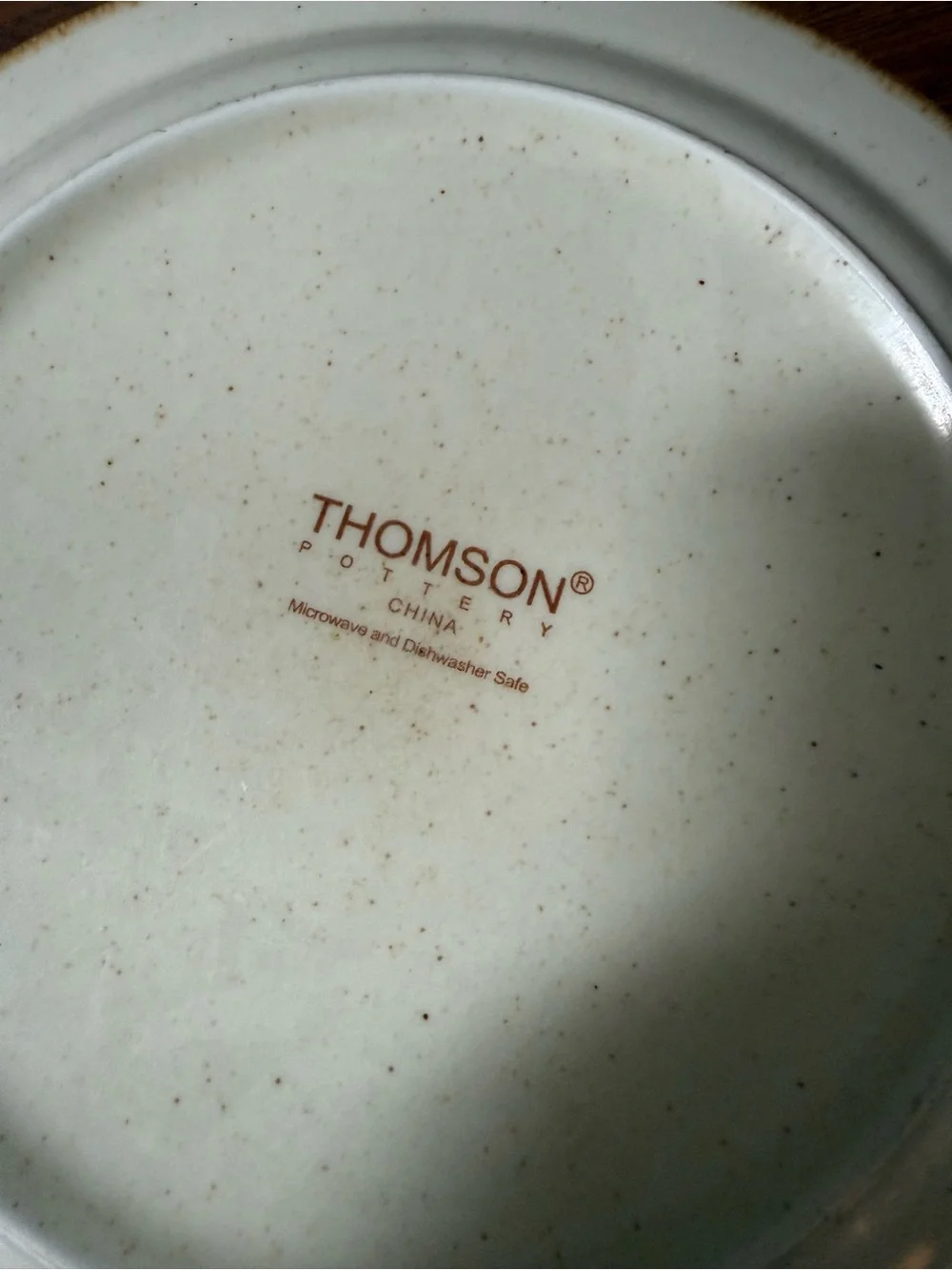 Set Of 3 Thomson Pottery  Amazon 10-5/8” Dinner Plates Green Swirl Brown Rim